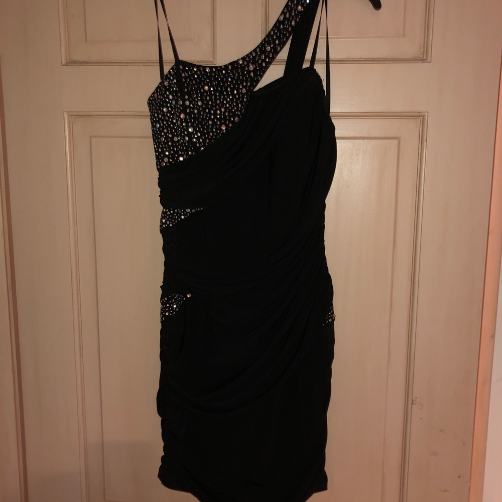 Black sparkle one shoulder cocktail